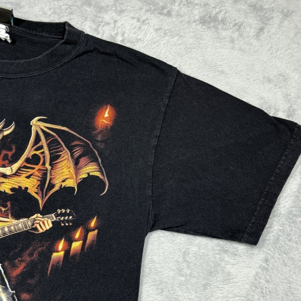 Liquid Blue Shirt Mens Medium Demon Guitar Flames Candles Rock Band 2007 Tee - Picture 6 of 13